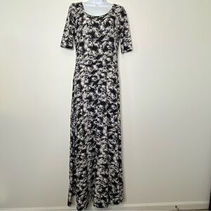 LuLaRoe Ana Black White Grey Abstract Print Maxi Dress